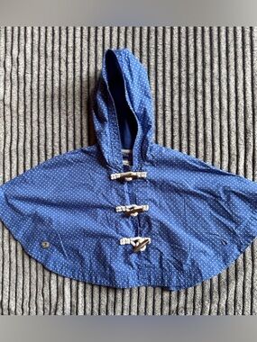 Kids Blue Polka Dot Hooded Poncho Jacket - GAP 18-24 month